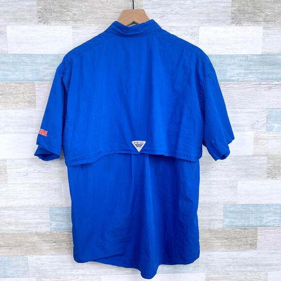 Florida Gators Columbia PFG Bonehead Shirt Blue Short Sleeve Cotton Mens Medium - Picture 5 of 8
